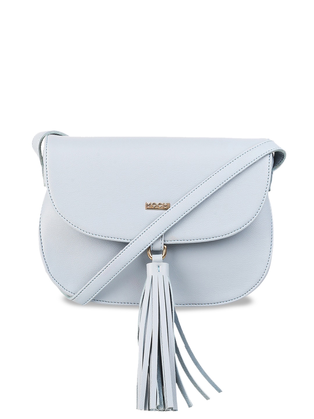 

Mochi Blue Half Moon Sling Bag with Tasselled