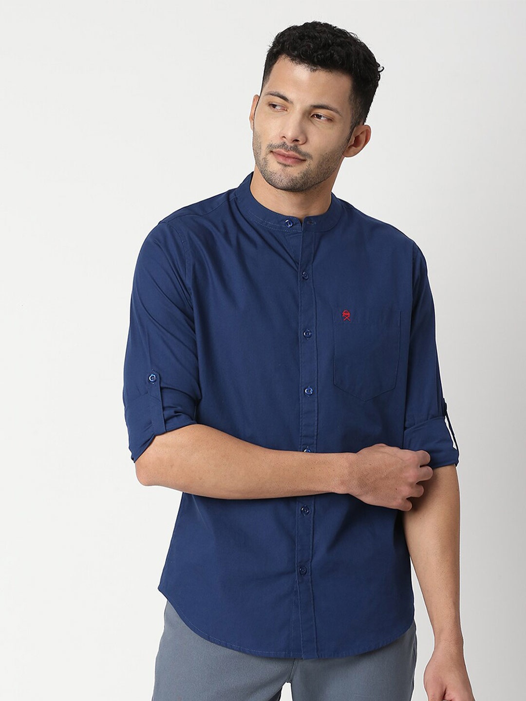 

Thomas Scott Men Blue Slim Fit Casual Cotton Shirt