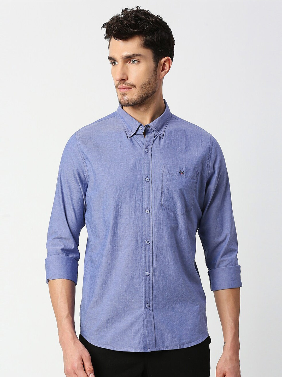 

Thomas Scott Men Blue Slim Fit Casual Cotton Shirt
