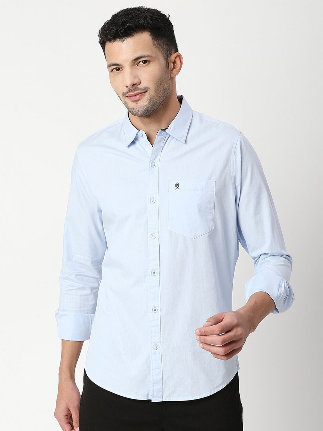 

Thomas Scott Men Blue Slim Fit Casual Cotton Shirt