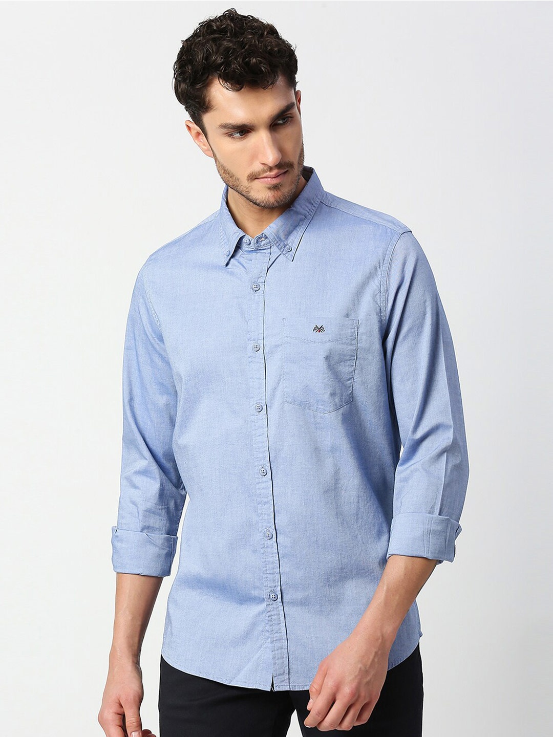 

Thomas Scott Men Blue Slim Fit Cotton Casual Shirt