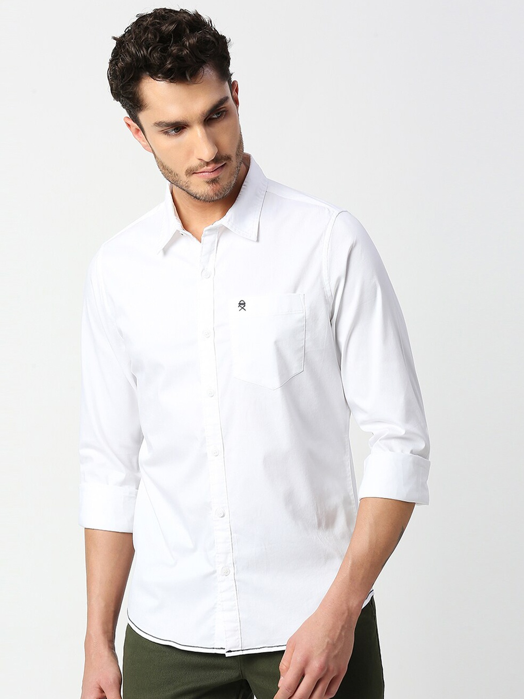 

Thomas Scott Men White Pure Cotton Slim Fit Casual Shirt