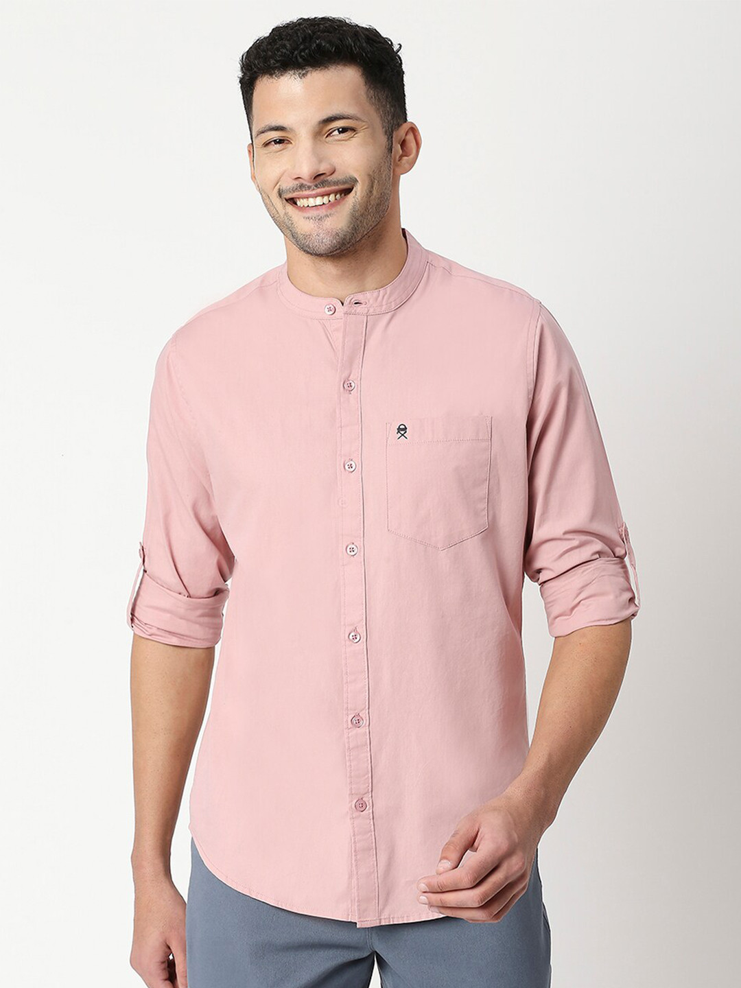 

Thomas Scott Men Pink Pure Cotton Slim Fit Casual Shirt