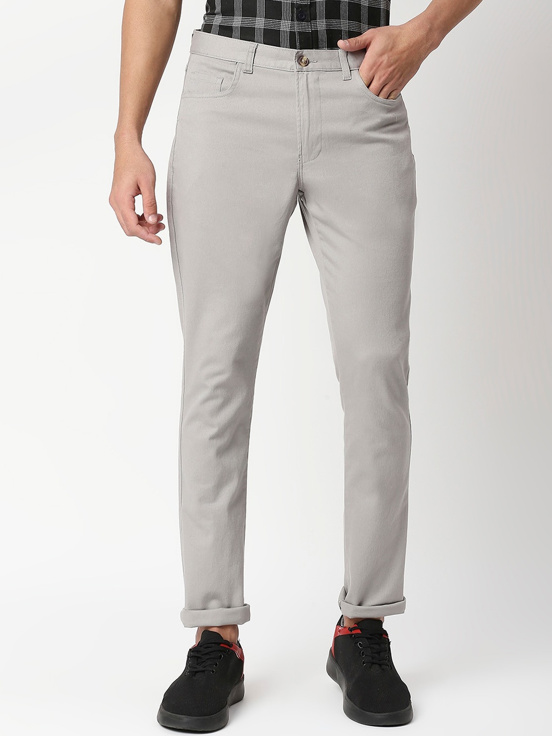 

Thomas Scott Men Grey Slim Fit Trousers
