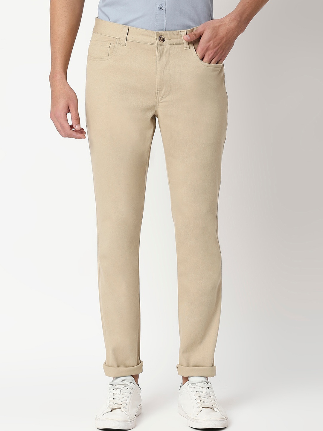 

Thomas Scott Men Beige Slim Fit Trousers