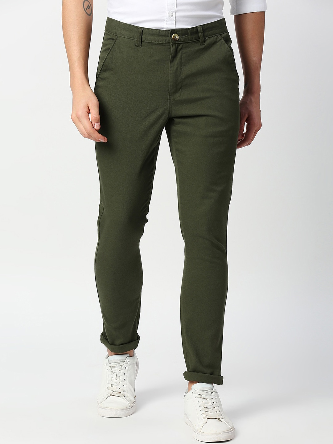 

Thomas Scott Men Green Slim Fit Trousers
