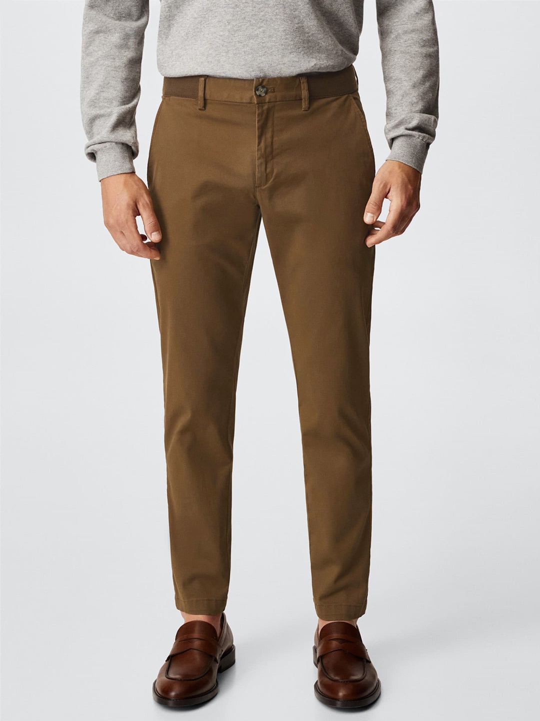 

MANGO MAN Brown Slim Fit Sustainable Trousers
