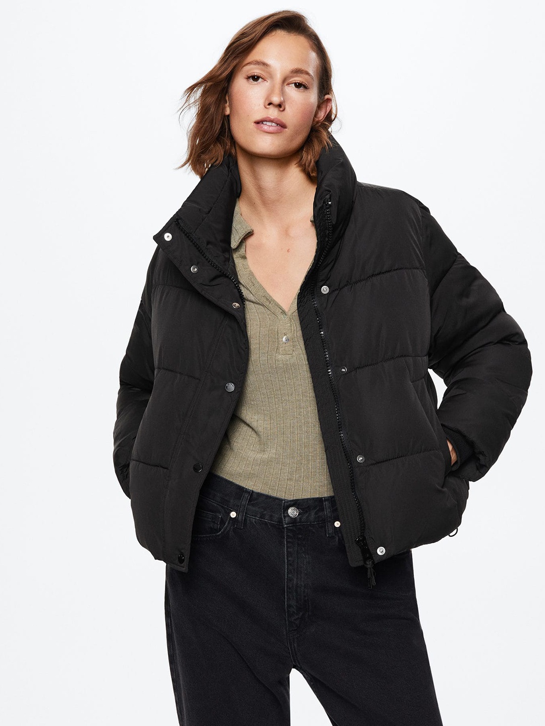 

MANGO Women Black Water-Resistant Sustainable Padded Jacket