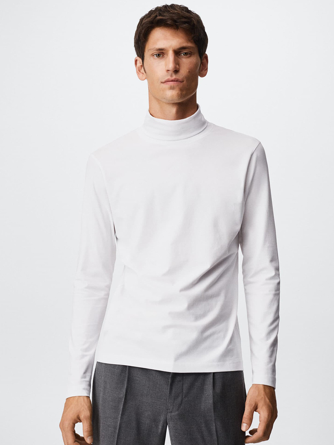 

MANGO MAN White Turtle Neck Sustainable T-shirt