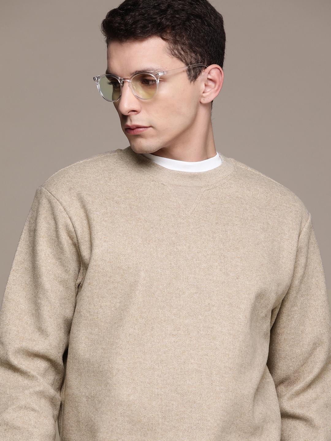 

MANGO MAN Drop-Shoulder Sleeves Sweatshirt, Beige