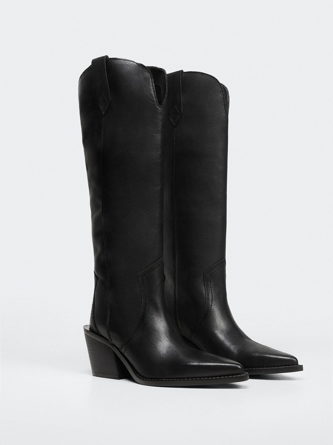 

MANGO Black High-Top Block Heel Regular Boots