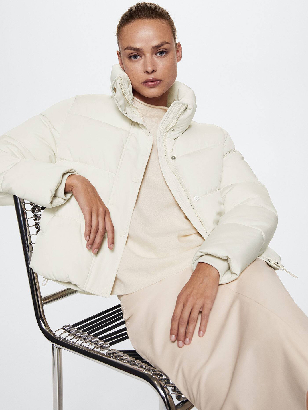 

MANGO Women Off White Water Resistant Padded Sustainable Jacket