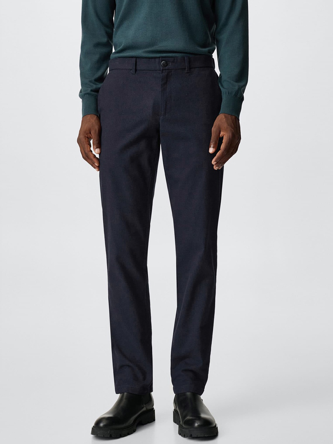 

MANGO MAN Navy Blue Slim Fit Sustainable Trousers