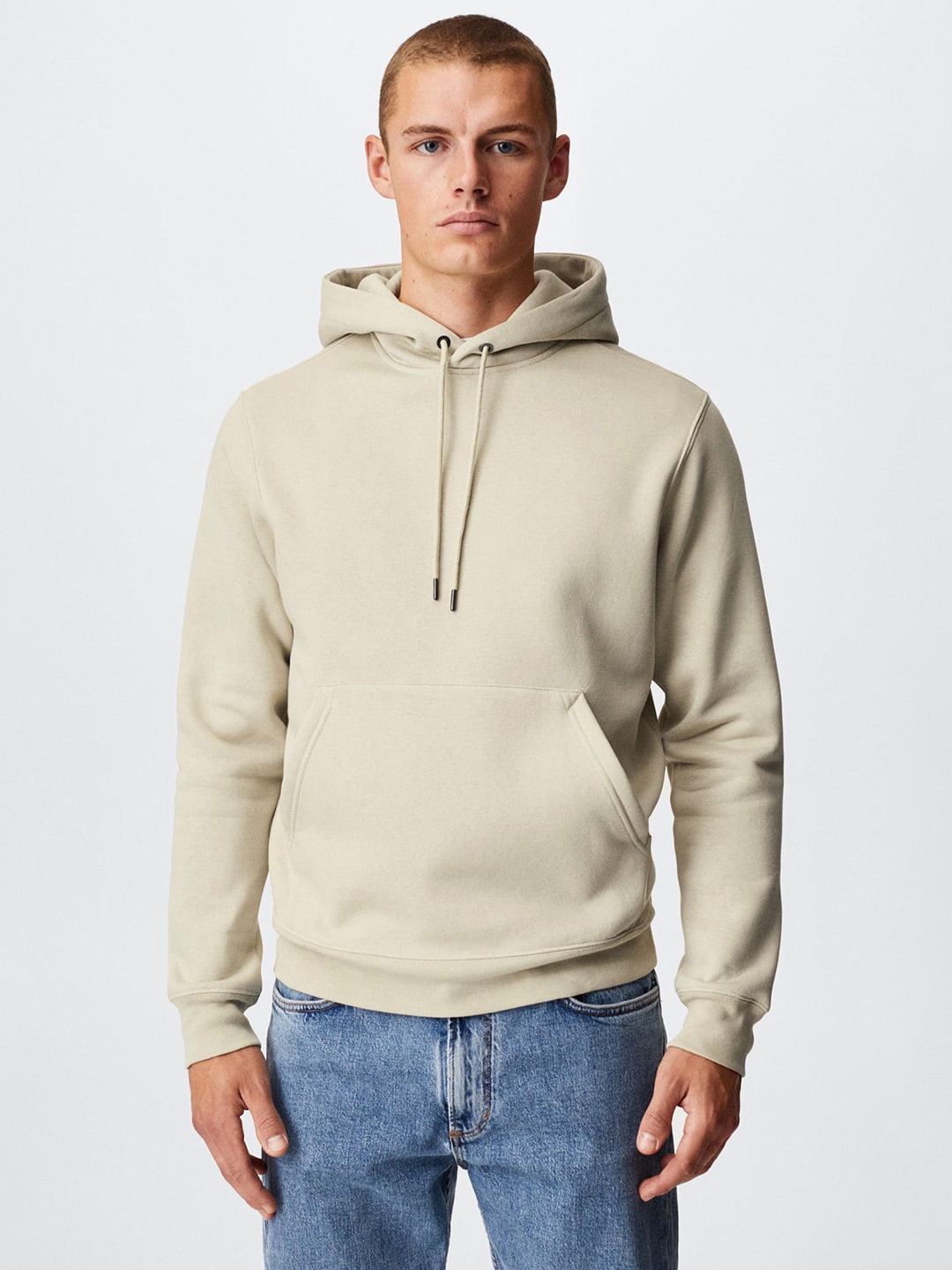 

MANGO MAN Cream-Coloured Hooded Sustainable Sweatshirt