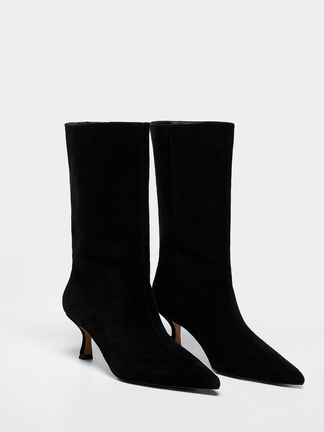 

MANGO Black Mid-Top Slim Heel Regular Boots