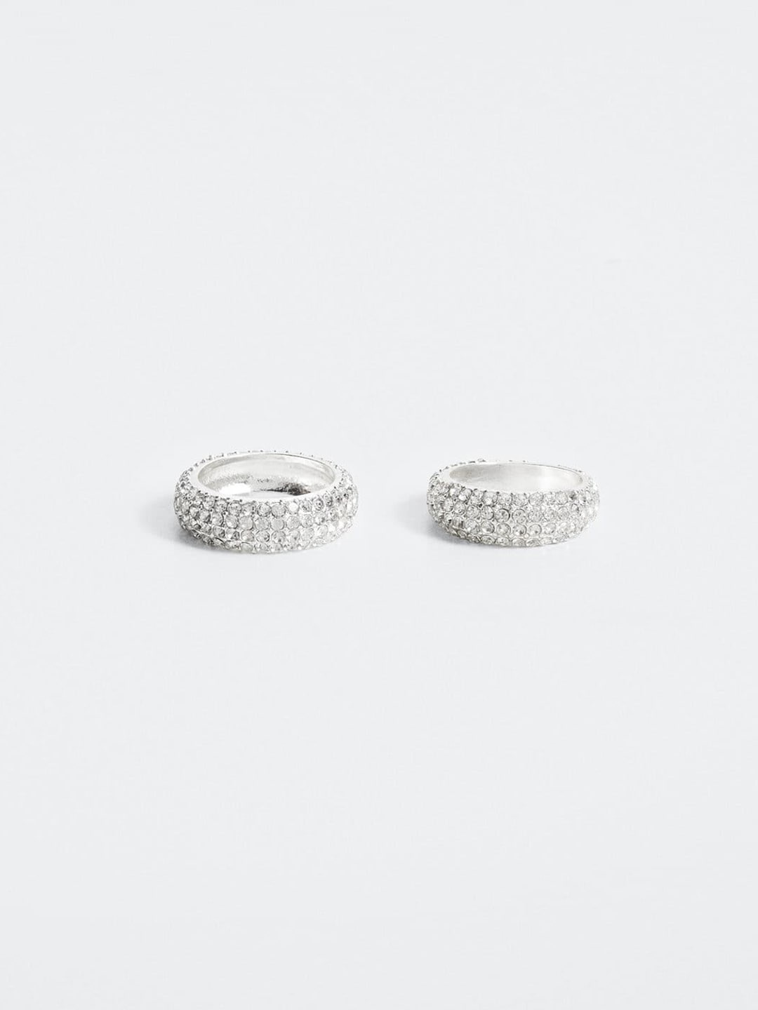 

MANGO Set of 2 Studded Finger Rings, Silver