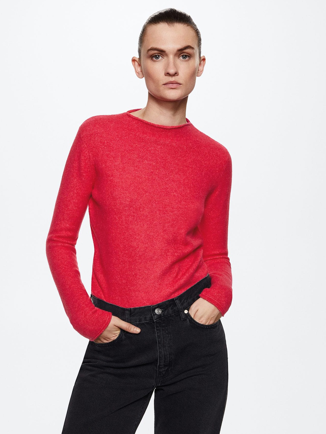 

MANGO Women Fuchsia Solid Sustainable Pullover