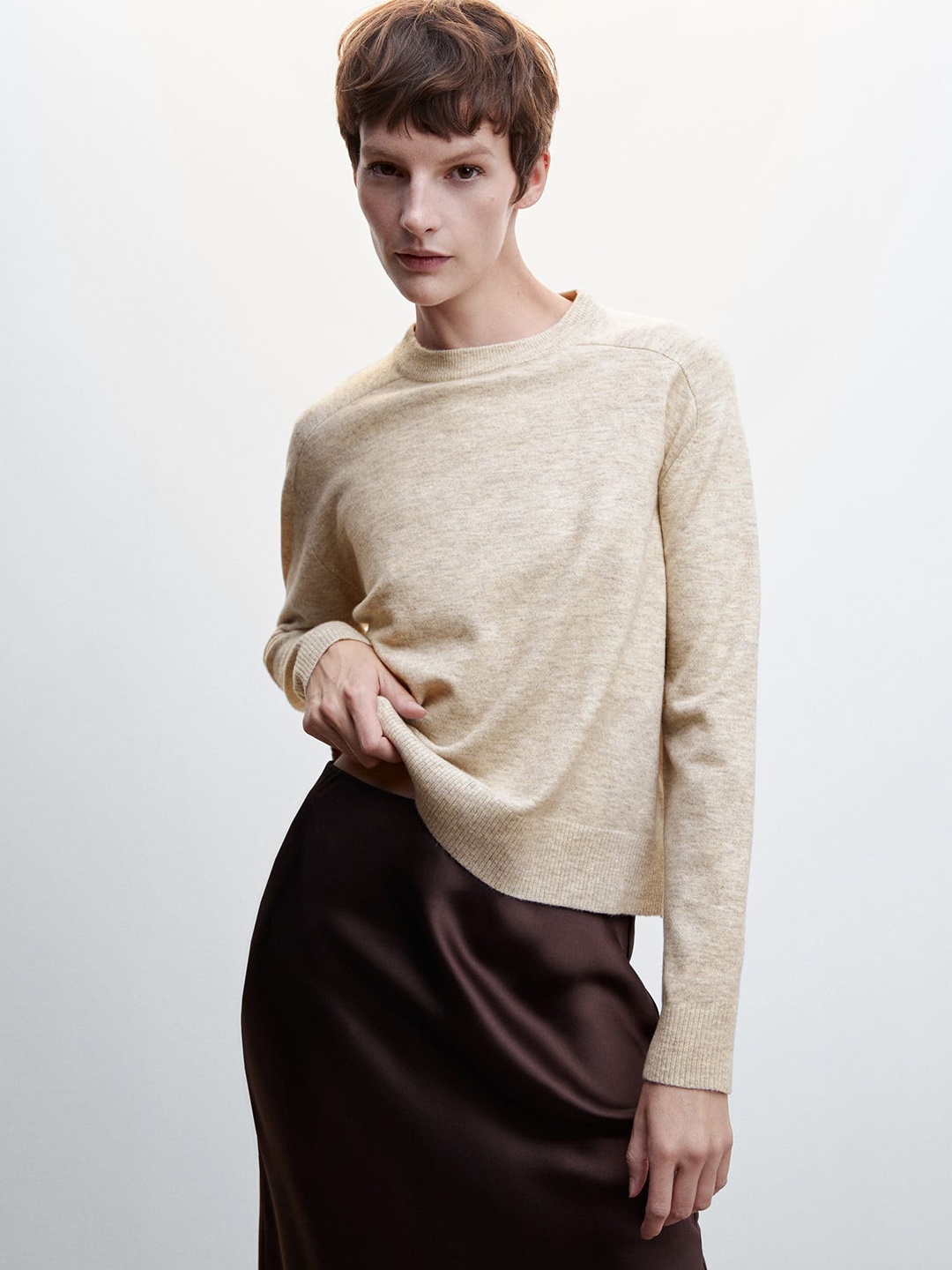 

MANGO Sustainable Pullover, Beige