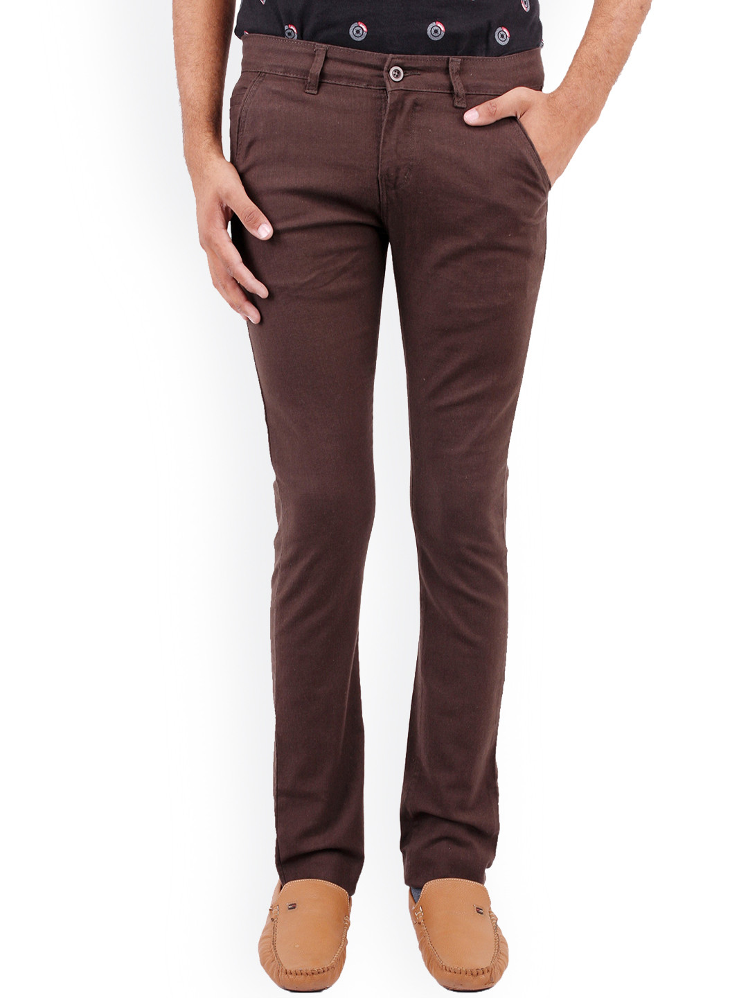 

FEVER Men Brown Slim Fit Easy Wash Cotton Chinos Trousers