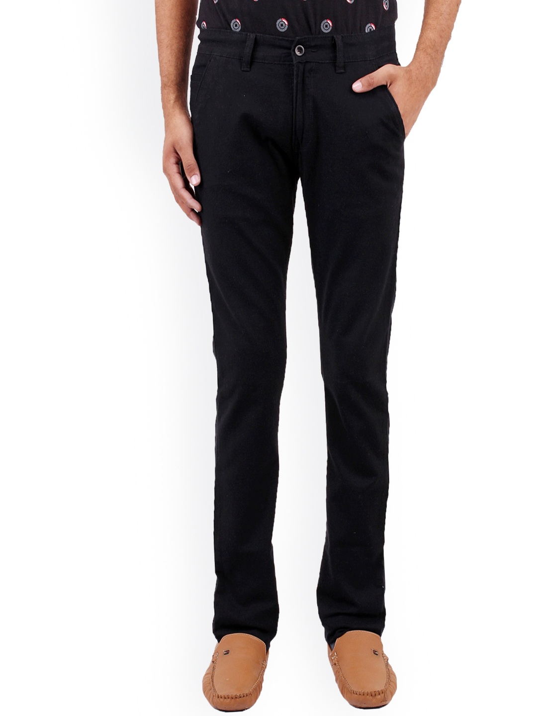 

FEVER Men Black Slim Fit Easy Wash Cotton Trousers