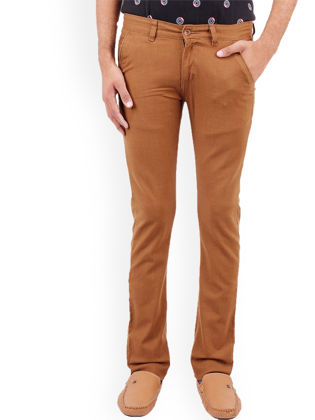 

FEVER Men Brown Slim Fit Easy Wash Cotton Chinos Trousers