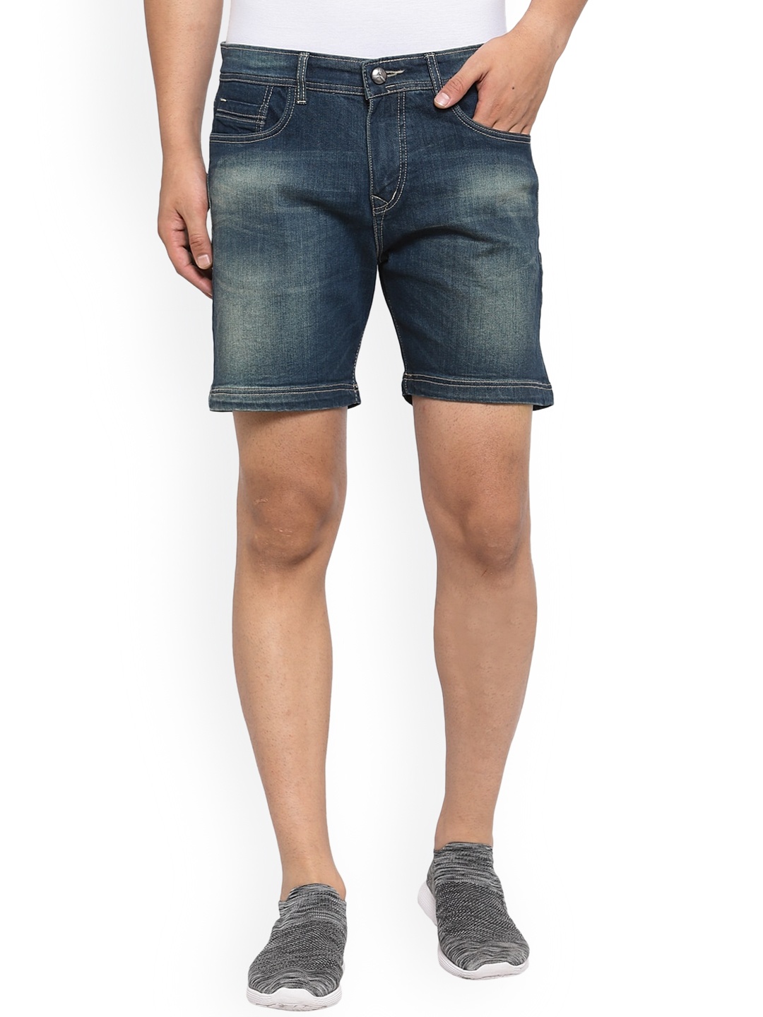 

FEVER Men Blue Washed Slim Fit Denim Shorts