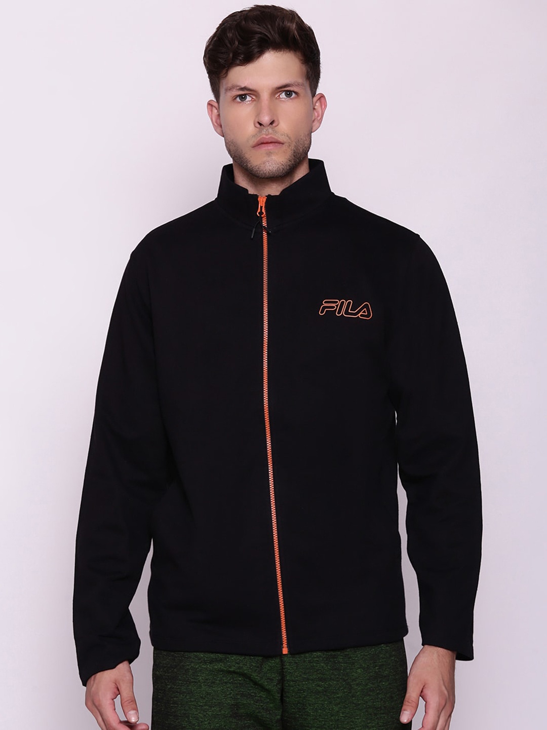 

FILA Men Black Cotton Sporty Jacket