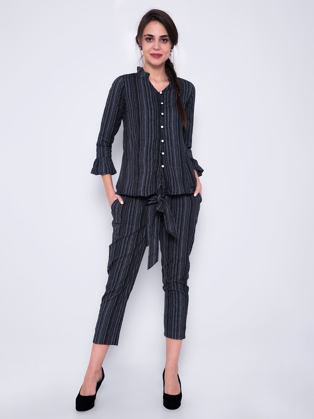 

God Bless Women Black Top With Trousers
