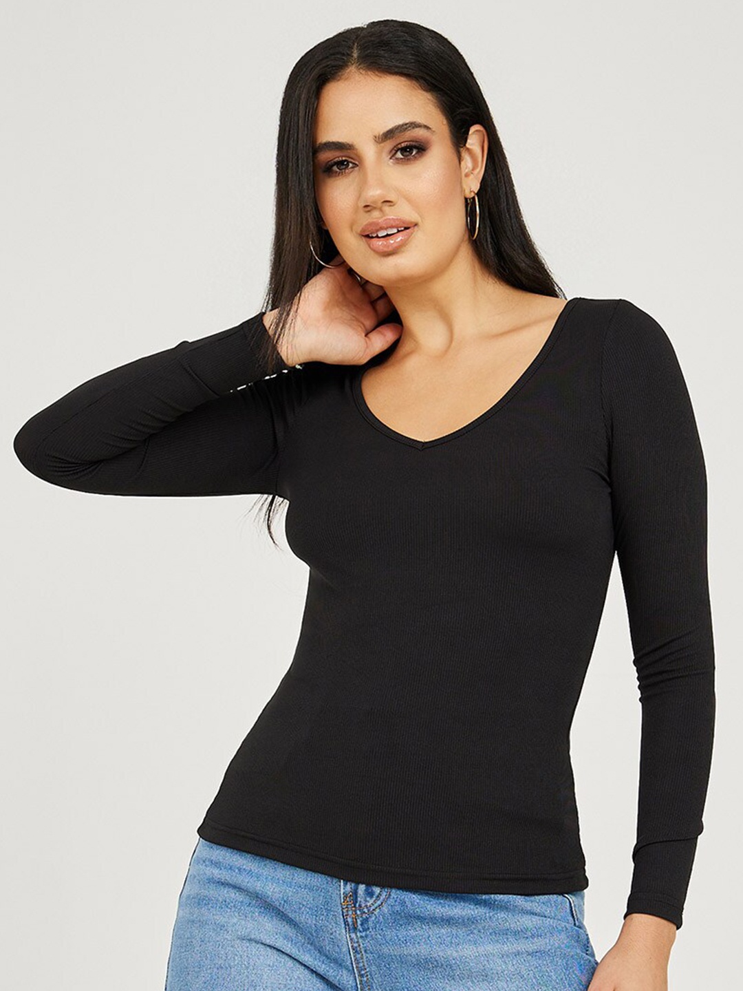 

Styli V-Neck Regular Fit Top, Black