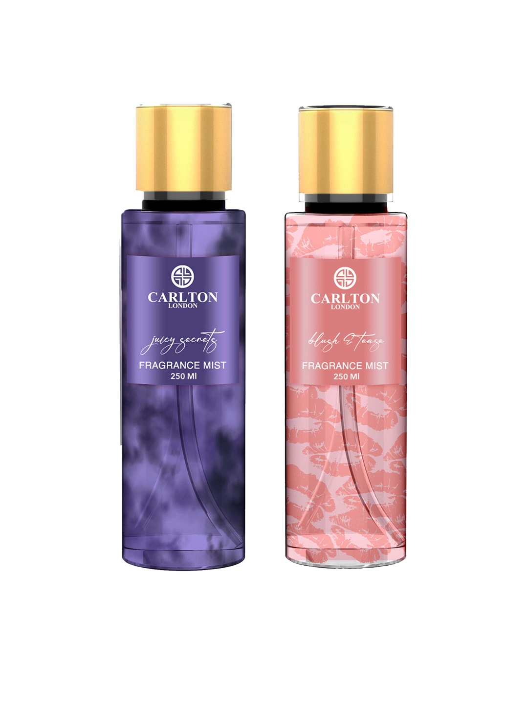 

Carlton London Set of 2 Fragrance Body Mists 250ml Each - Juicy Secrets + Blush & Tease, Purple