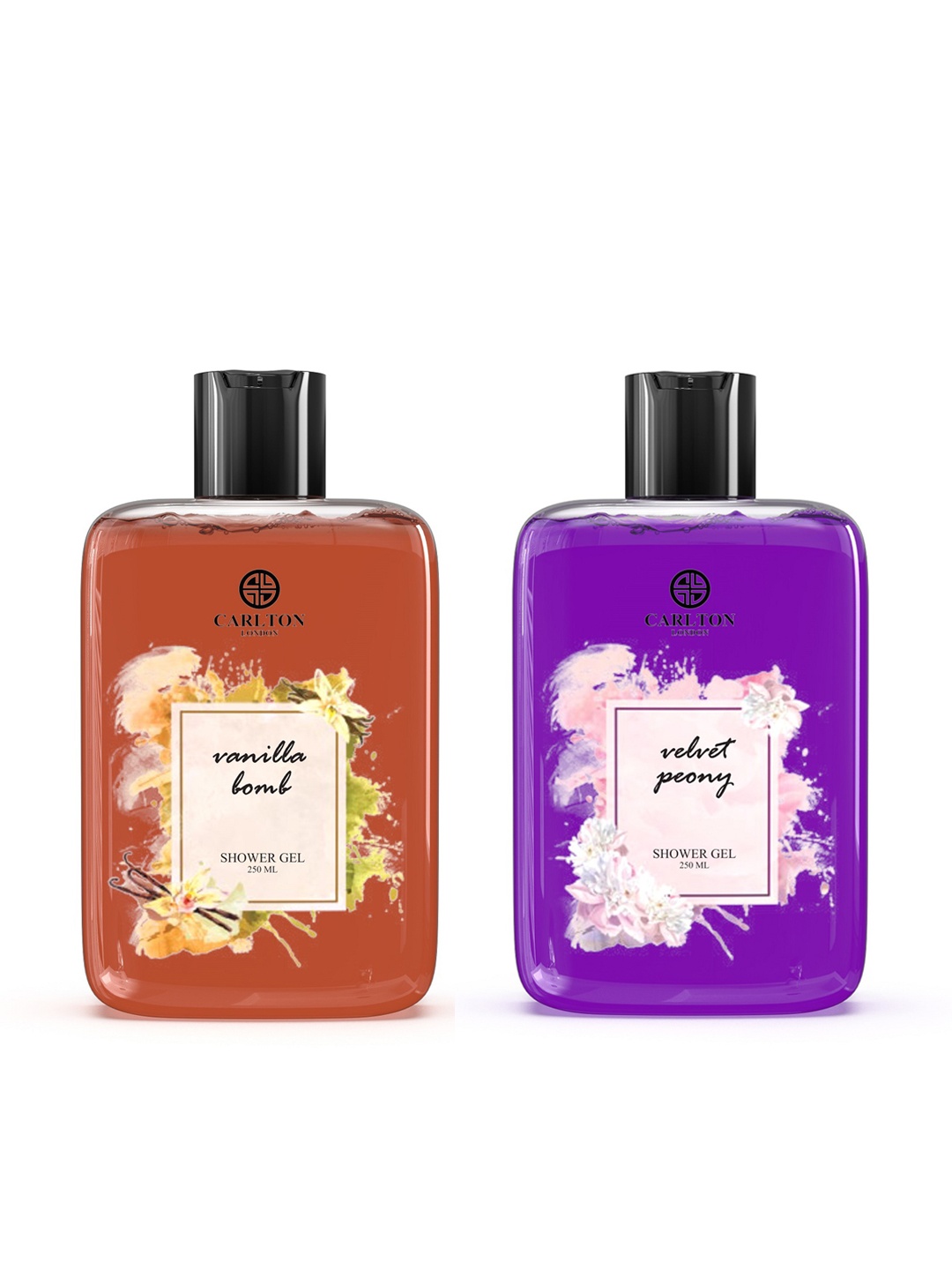 

Carlton London Set of Velvet Peony & Vanilla Bomb Shower Gel - 250 ml each, Purple