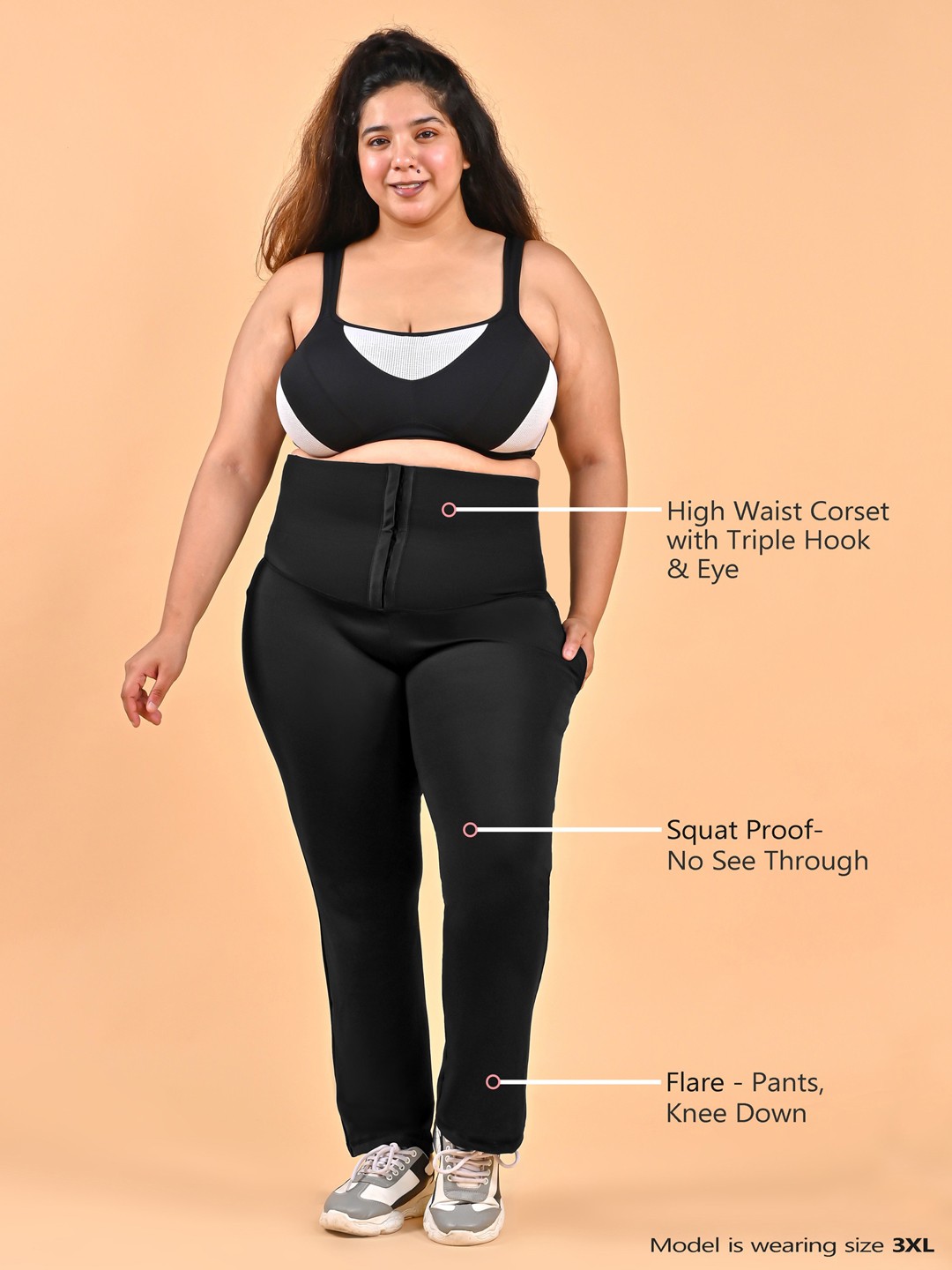 

Bellofox Women Black Solid High-Waisted Corset Yoga Pants