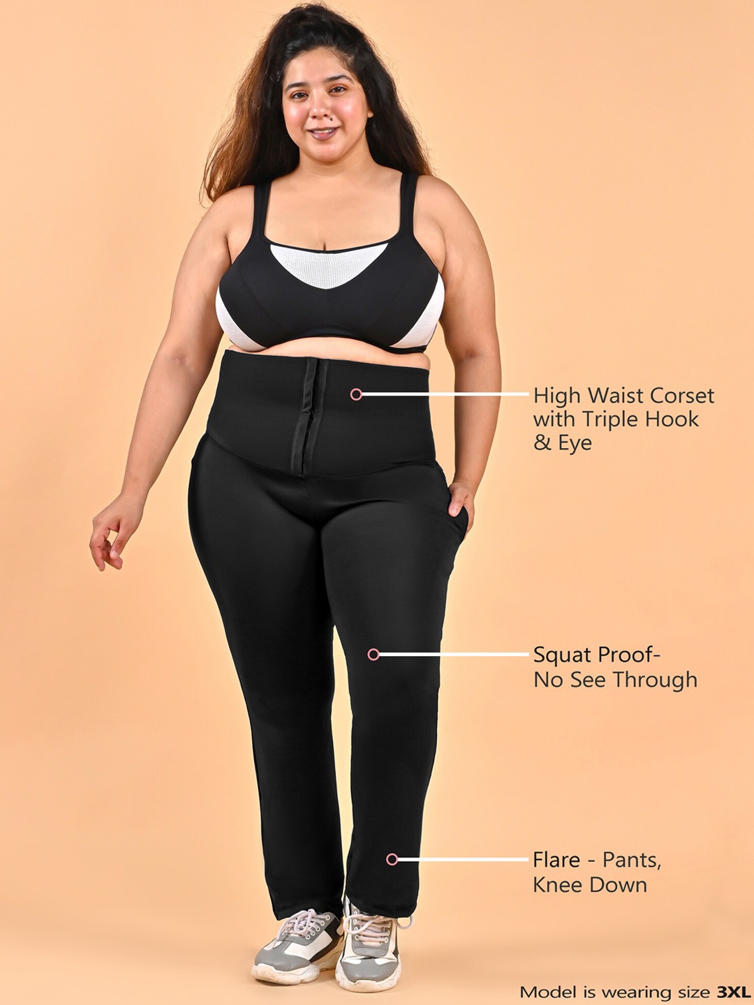 

Bellofox Women Black Solid High-Rise Corset Yoga Tights