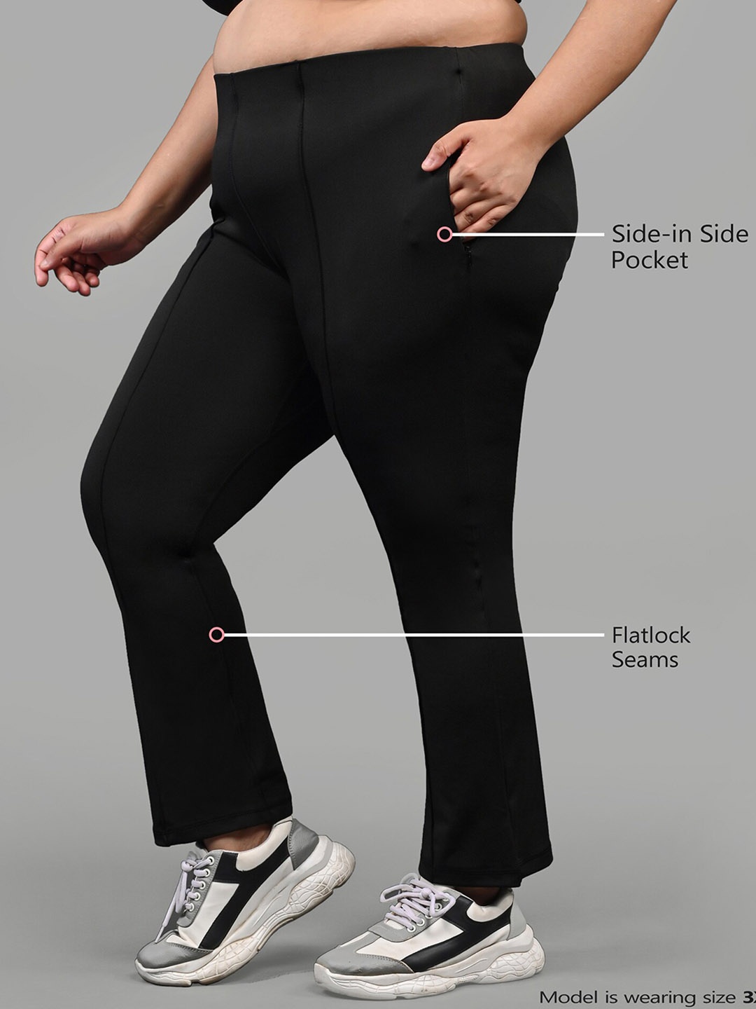 

Bellofox Women Plus Size Black Solid High Waist Tights