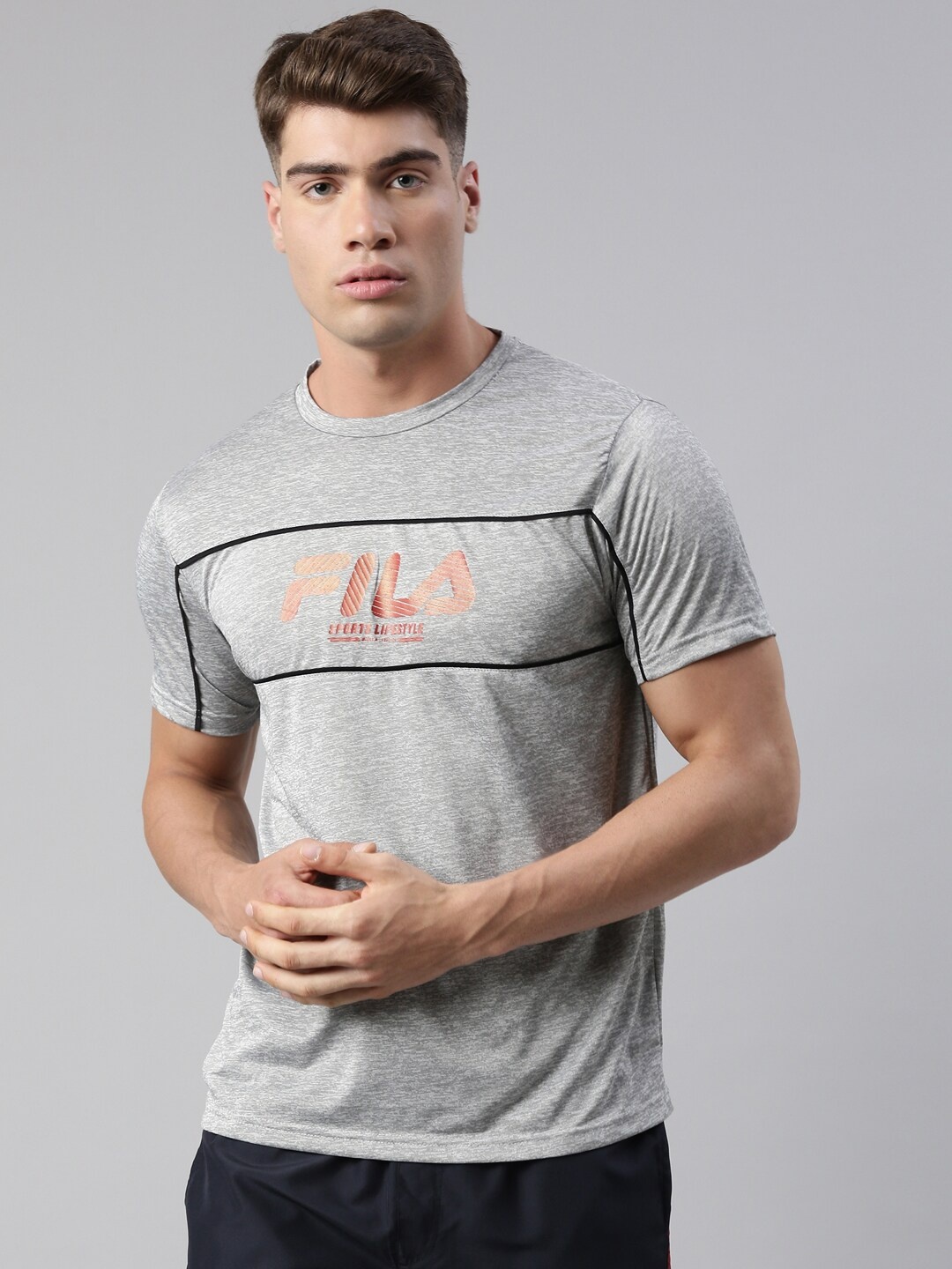 

FILA Men Grey Typography Printed Organic Cotton T-shirt