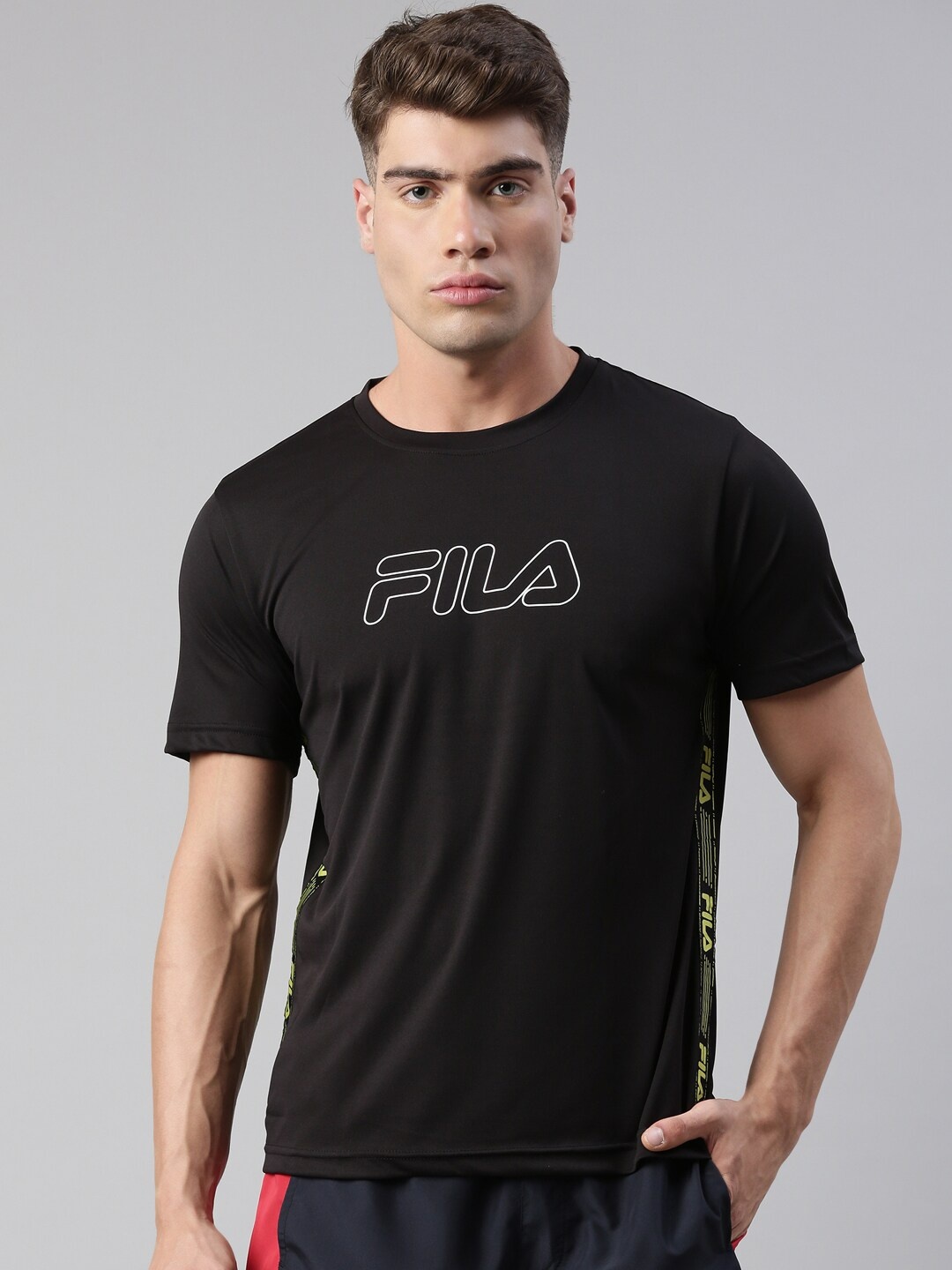 

FILA Men Black Typography Printed Organic Cotton T-shirt