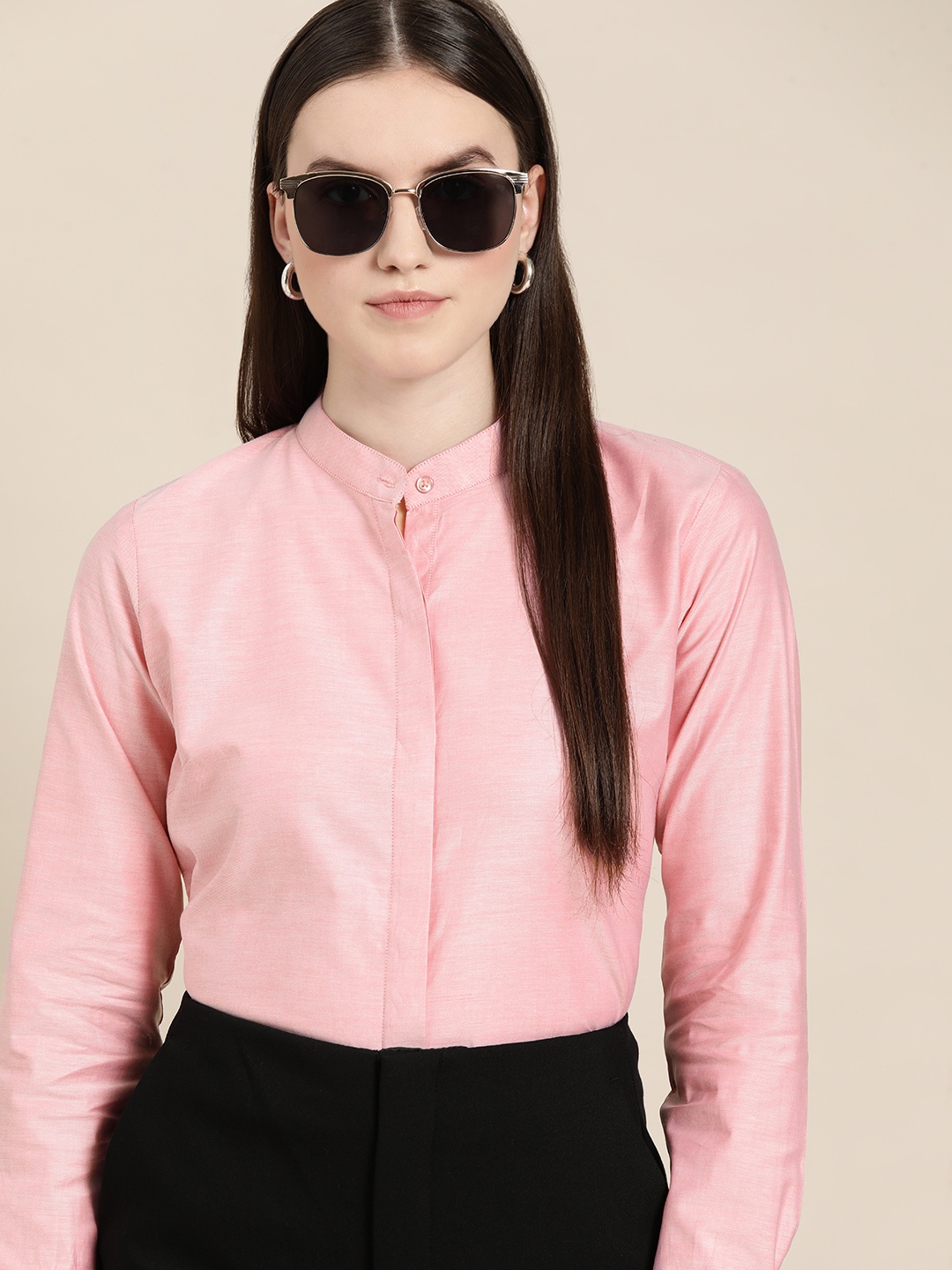 

Hancock Women Pink Relaxed Cotton Formal Shirt