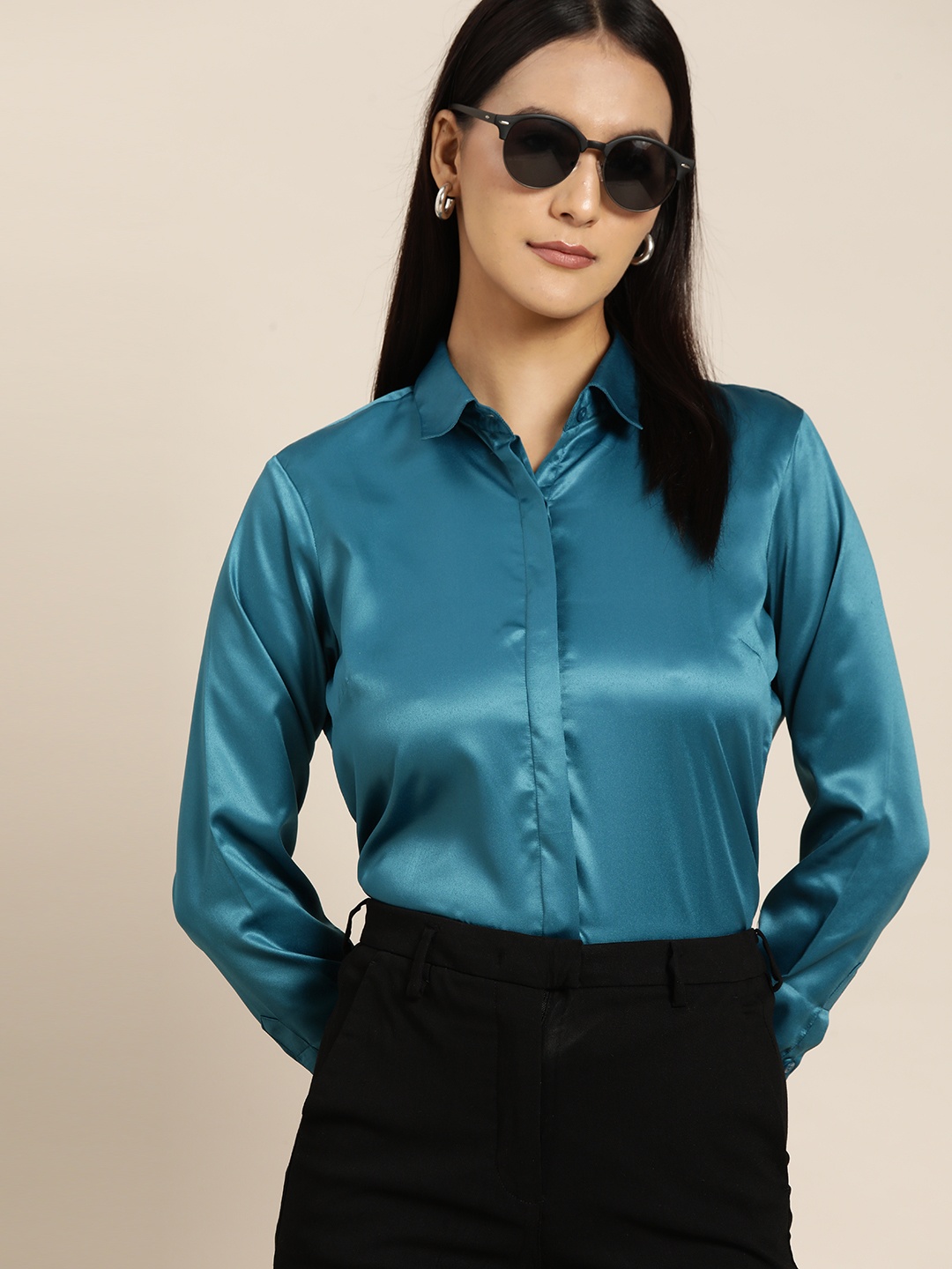 

Hancock Blue Satin Regular Fit Formal Shirt