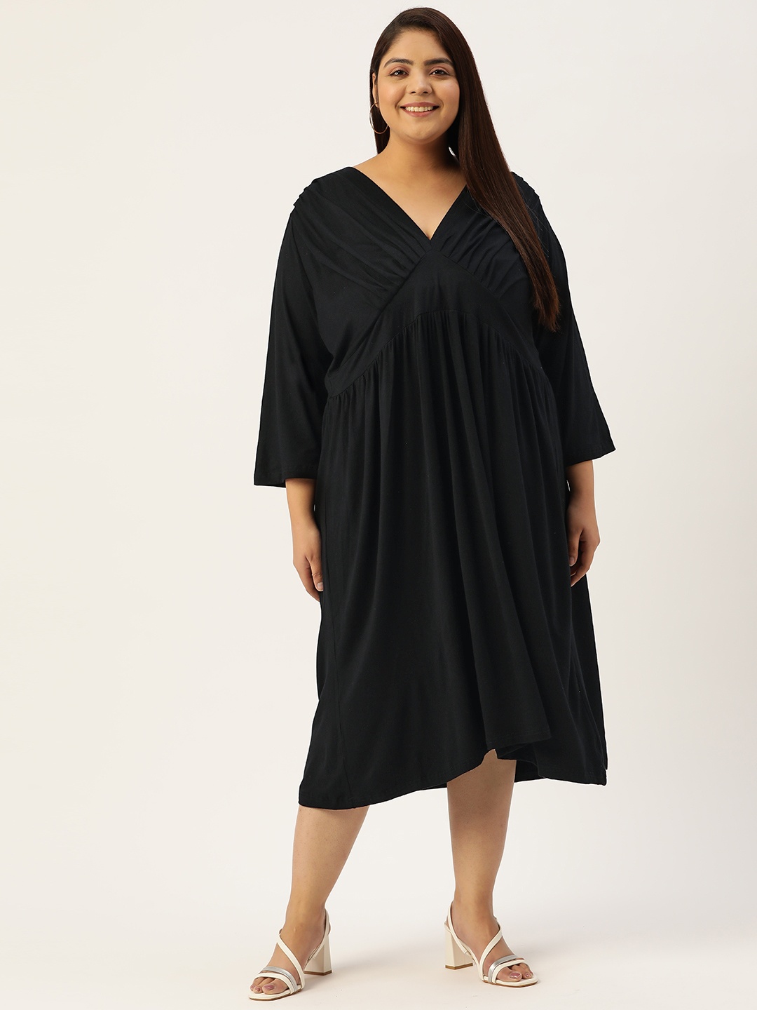 

theRebelinme Plus Size A-Line Midi Dress, Black
