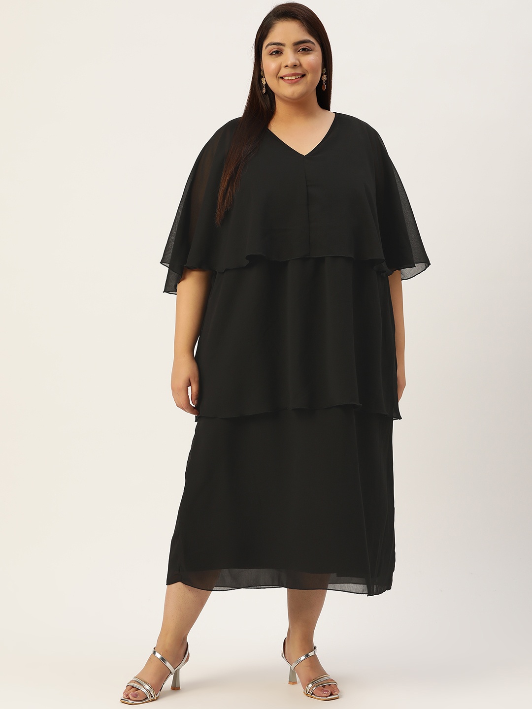 

theRebelinme Plus Size Layered Maxi Dress, Black