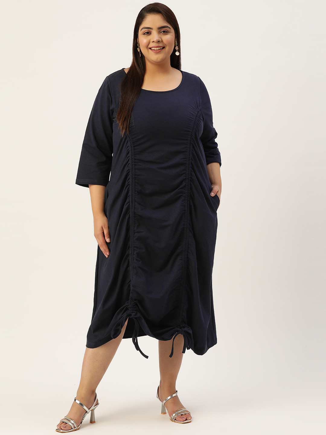 

theRebelinme Plus Size A-Line Midi Dress, Navy blue