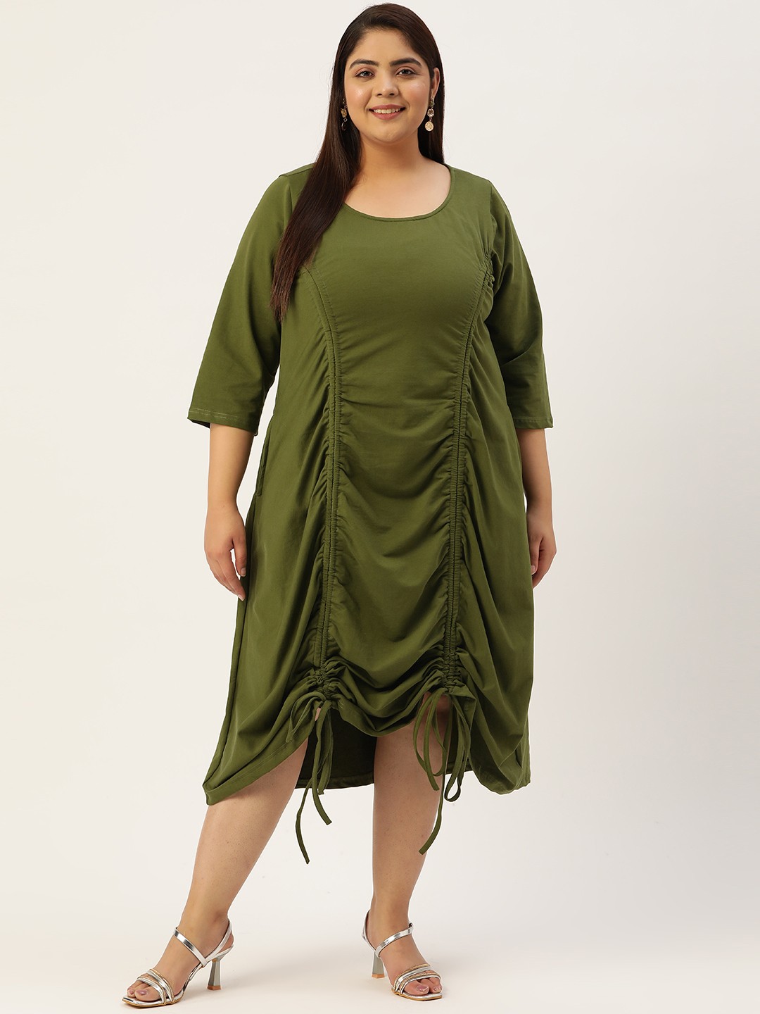 

theRebelinme Plus Size Knitted A-Line Midi Dress, Green