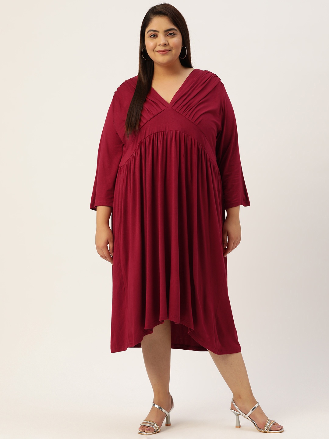 

theRebelinme Plus Size A-Line Midi Dress, Maroon