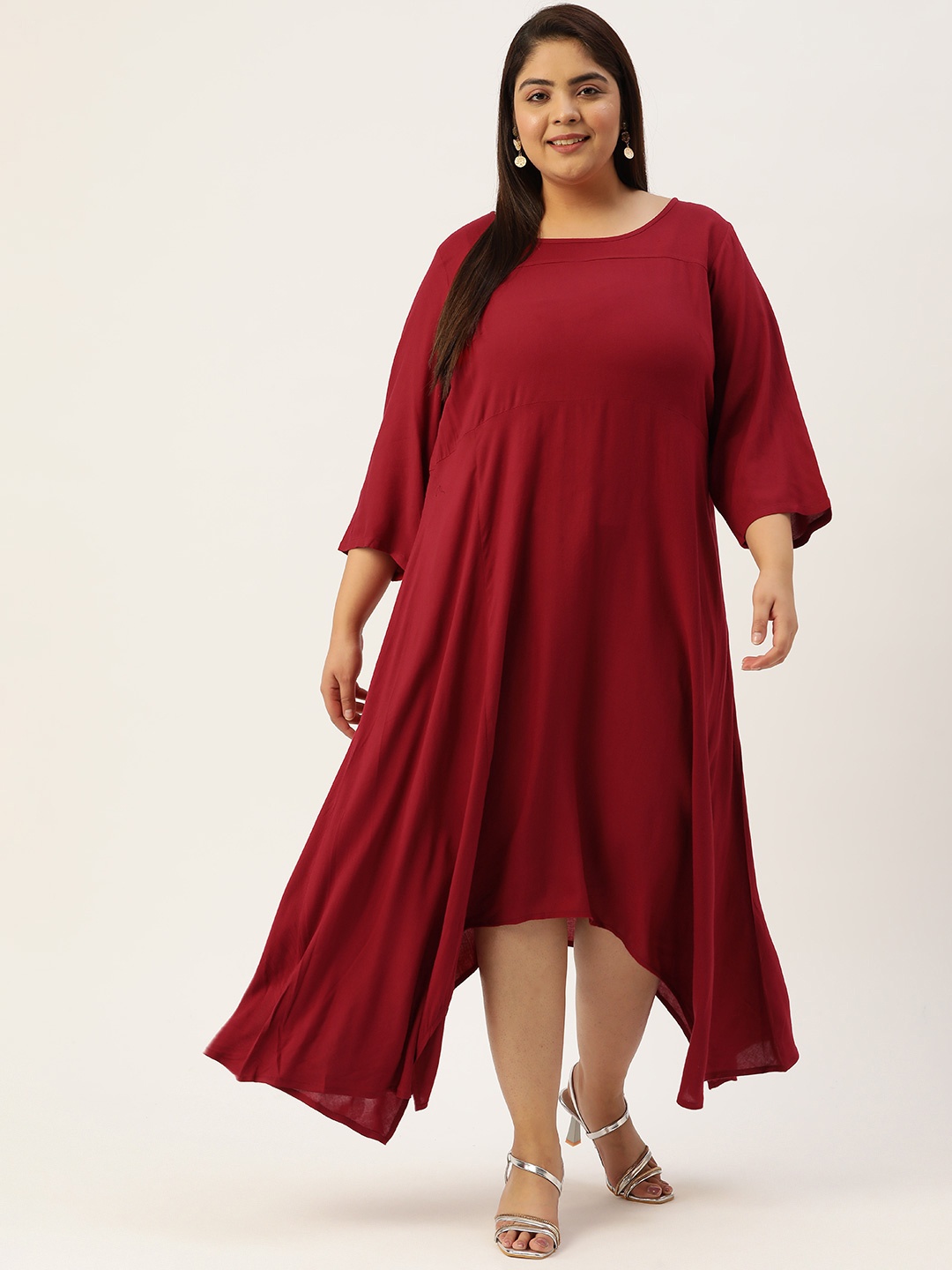 

theRebelinme Plus Size A-Line Midi Dress, Maroon