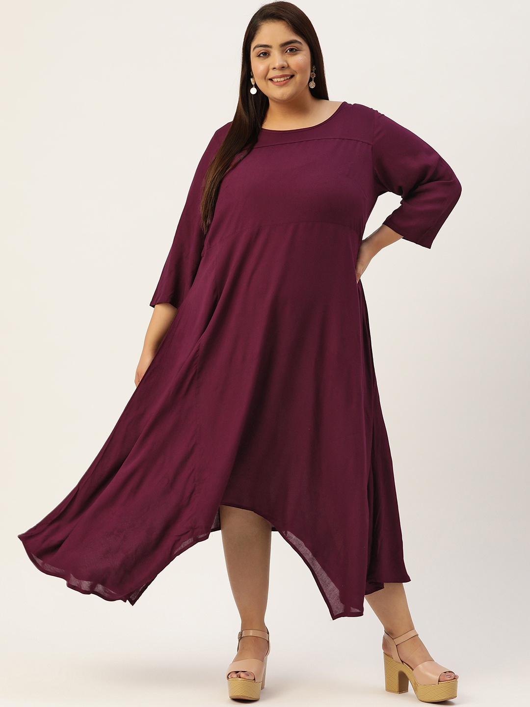 

theRebelinme Plus Size A-Line Midi Dress, Burgundy