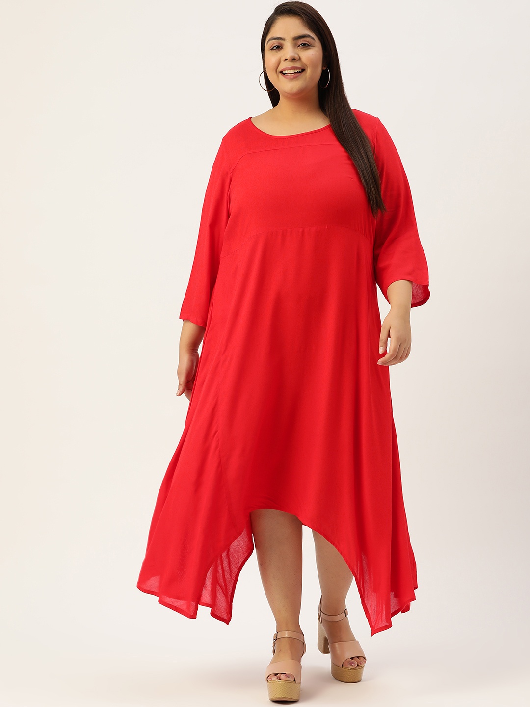 

theRebelinme Plus Size A-Line Midi Dress, Red