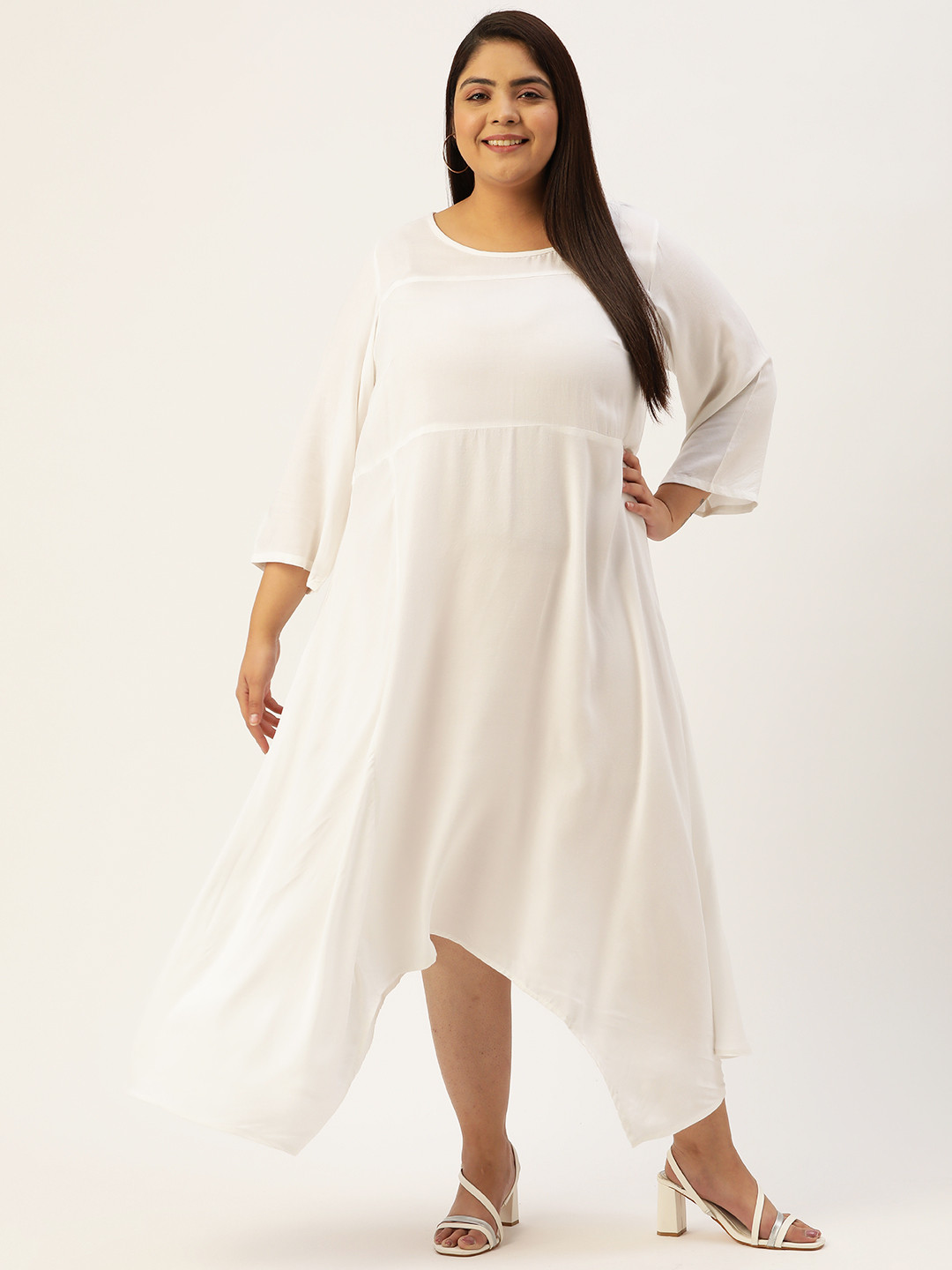

theRebelinme Plus Size A-Line Midi Dress, White