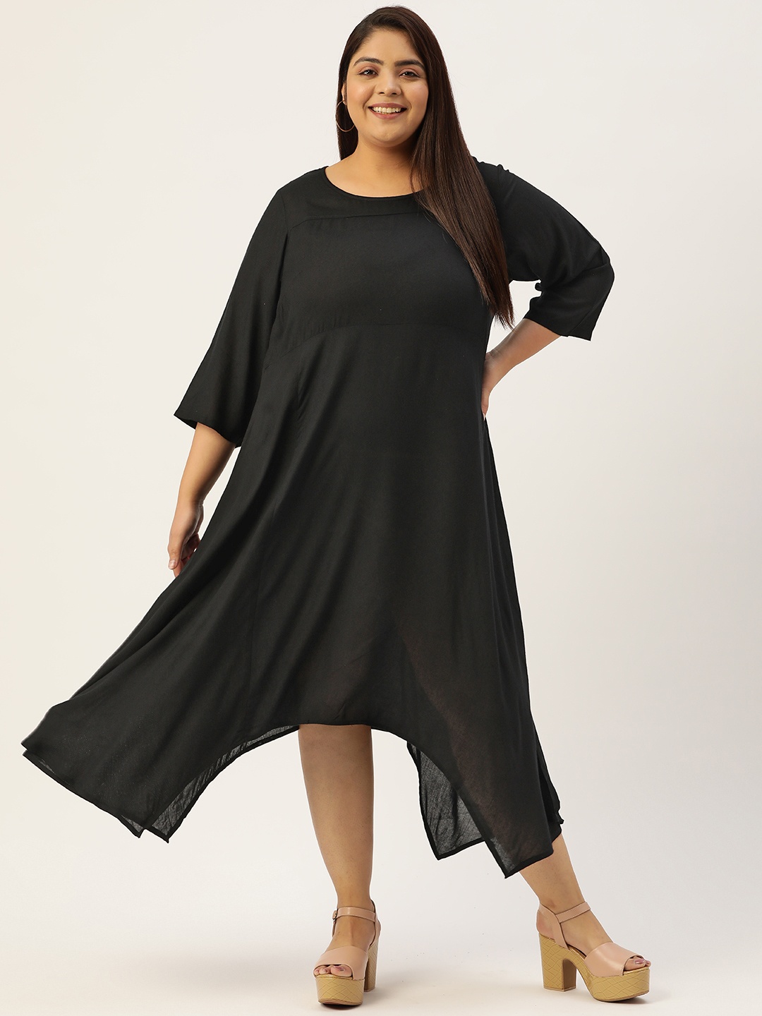 

theRebelinme Plus Size A-Line Midi Dress, Black