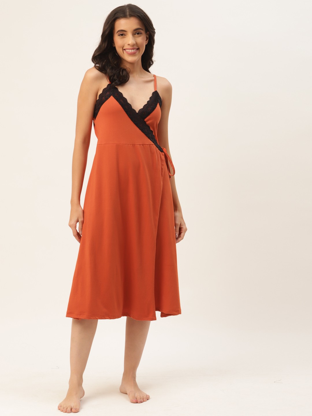 

Ms Lingies Orange & Black Cotton Baby Doll
