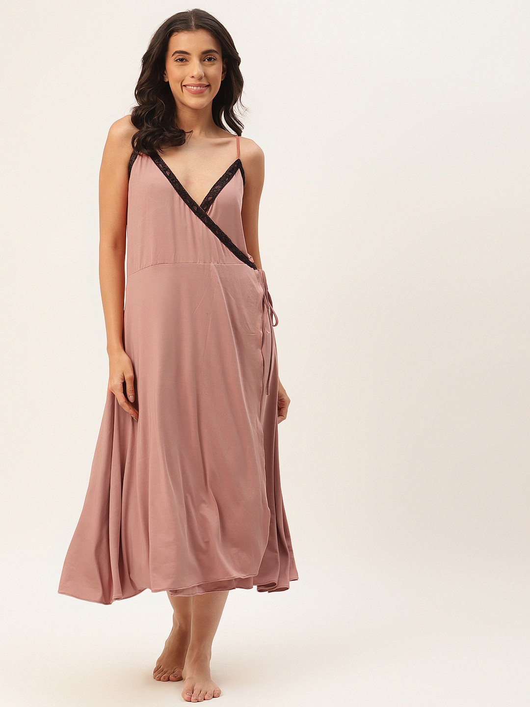 

Ms Lingies Peach-Coloured & Black Modal Baby Doll